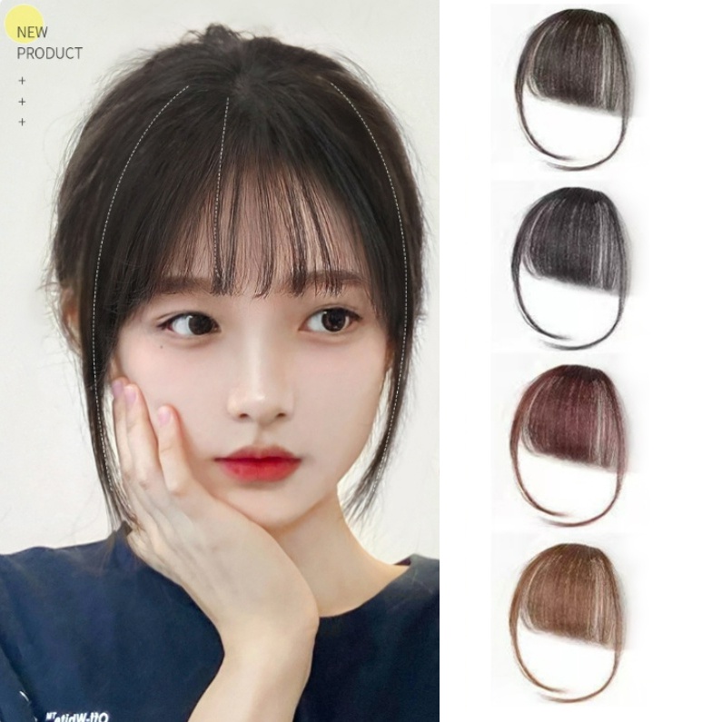 แฟชั่น Clip-in Air Bangs Hair Extensions บางโปร่งใส Mini Bangs วิกผม Sideburns ส