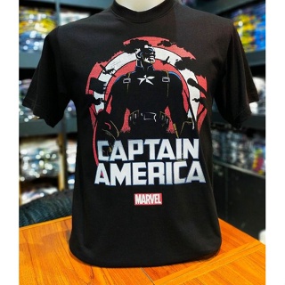 เสื้อยืดMarvel ลายกัปตันอเมริกา สีดำ(MVX-009)