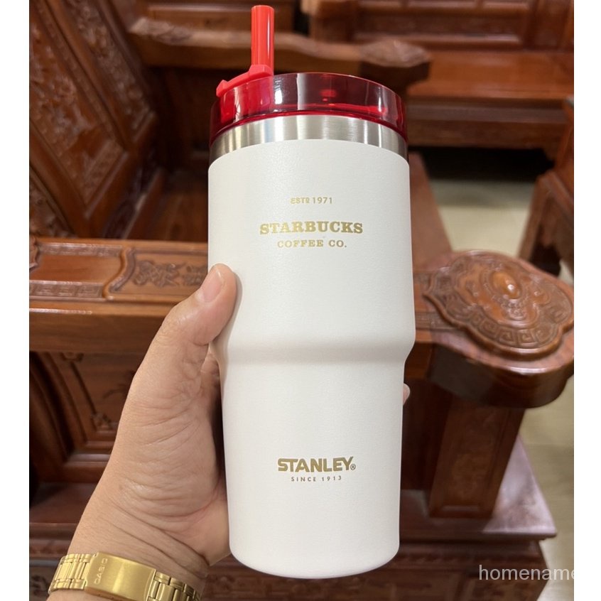 แก้ว Stanley + Starbucks แก้วน้ำก็บความเย็น แก้วเก็บอุณหภูมิ ขนาดใหญ่ ขนาด 20 ออนซ์ มาใหม่ฟรีหลอด พร้อมส่ง
