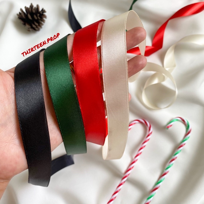 Christmas แบ่งขายริบบิ้นตกแต่งคริสต์มาส มี 4 สี พร็อพถ่ายรูป Thirteen.prop