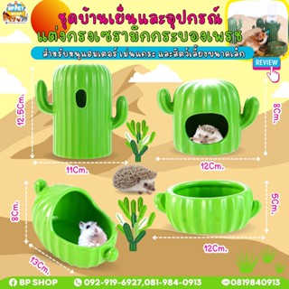 บ้านเย็นหนู เซต กระบองเพชร แคคตัส บ้านหนูแฮมสเตอร์ โถกระบองเพชรเซรามิค เซรามิค สำหรับแฮมสเตอร์ ดอร์เม้าส์ เม่นแ