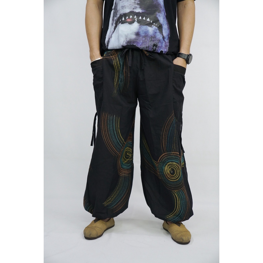 กางเกงขาตรงรูดข้างฟรีไซซ์ (Unisex) กางเกงขายาว กางเกงผ้าฝ้ายใส่ได้ทั้งชายและหญิง