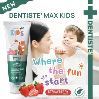 Dentiste' ยาสีฟันแปรงแห้งเด็ก อายุ 2-6 ปี ขนาด 20 / 60 กรัม Kids Toothpaste Strawberry Flavor ฟลูออไรด์ 1000PPM