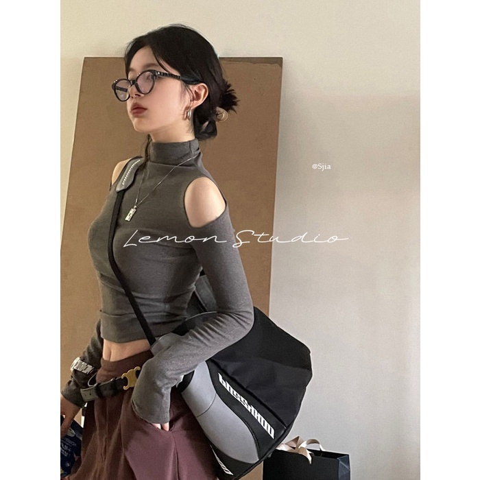 Lemon Studio เสื้อครอป เสื้อเชิ้ตแขนยาว S-XL 80111