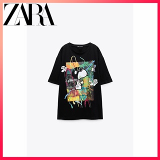 Zara ถั่วลิสง ฤดูใบไม้ร่วง ฤดูหนาว สําหรับผู้หญิง™ เสื้อยืด พิมพ์ลายสนูปปี้