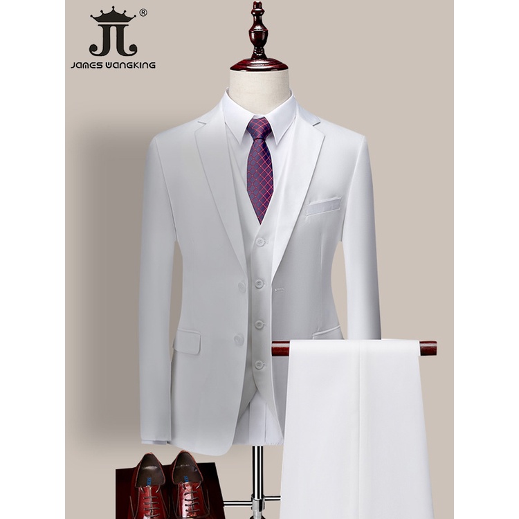 13 Colors 5XL( Jacket   Vest   Pants ) High-end Brand Formal Business Mens Suit Three-piece Groom Wedding Dress Solid Co #2
