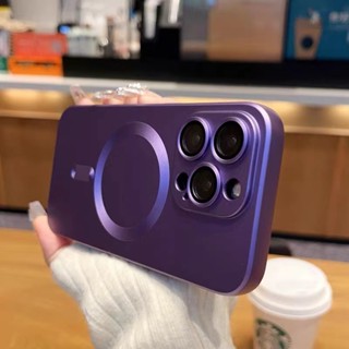 【With lens film/Matte soft case/Dark Purple】เคส compatible for iPhone 15 pro max case