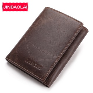 JINBAOLAI Genuine Cow Leather Men Wallets Card Holder Note Compartment Short Wallets Vintage Brand High Quality Purses F