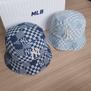 พร้อมส่ง MLB Checker Board Denim Bucket Hat หมวกปีก