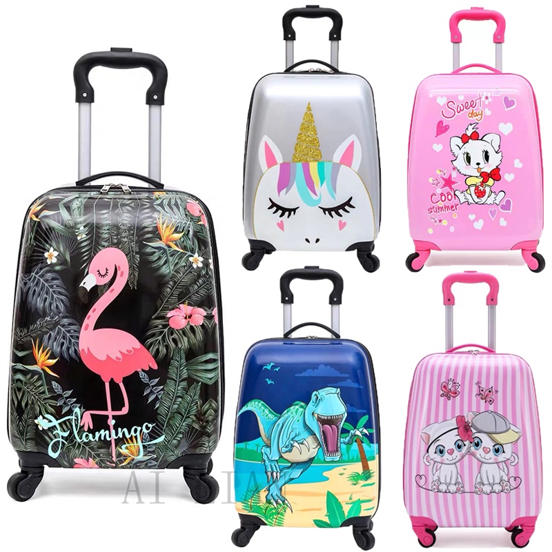 kids travel suitcase on wheels Cartoon rolling luggage Cute boy girls carry on cabin suitcase trolley luggage bag child