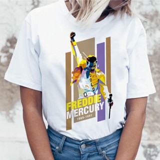 เสื้อยืด  2019 New Freddie Mercury T Shirt Women  Vintage Ullzang T-shirt  Queen Tshirt 90s Graphic