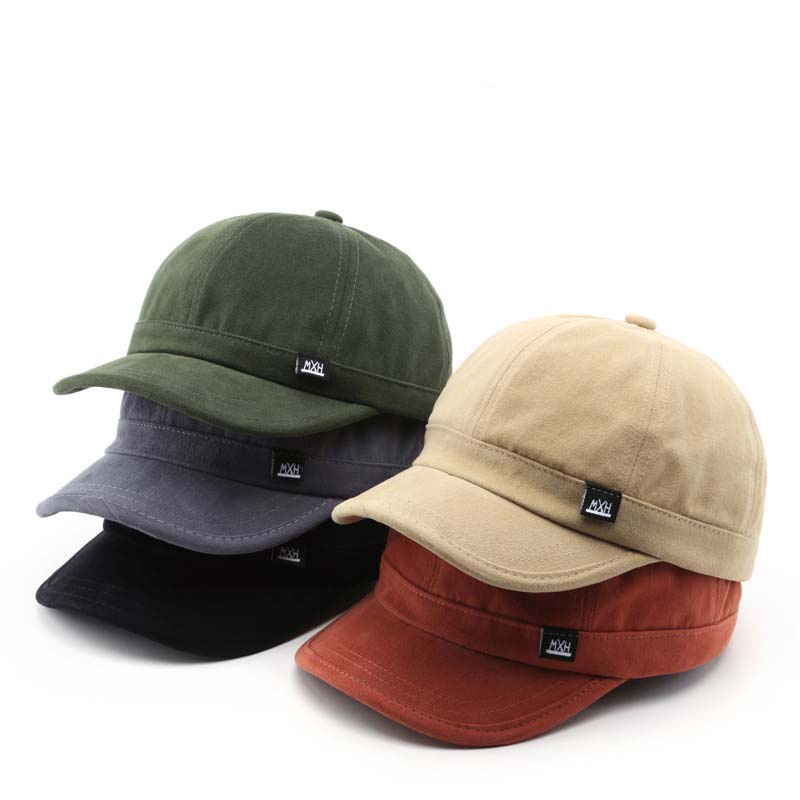 ใหม่ หมวกเบสบอลลําลอง ทรงสั้น สีพื้น สไตล์เกาหลีวินเทจ แฟชั่นสําหรับผู้ชาย และผู้หญิง