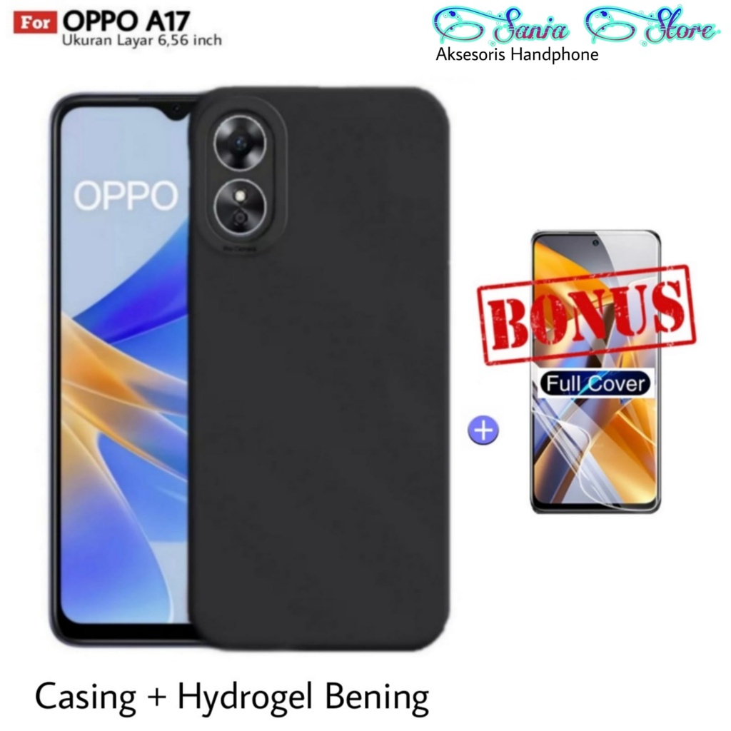 OPPO A17 Soft Case Liquid Macaron Pro Camera Black Bonus Hydrogel