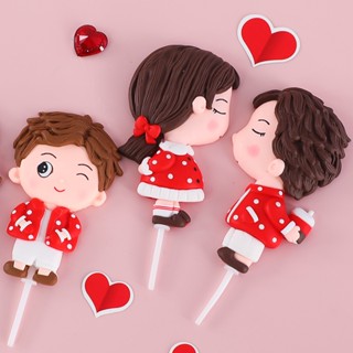 🌈ตุ๊กตาเรซิ่น ปักเค้ก คู่รักชายหญิง  เนื้อหนา สำหรับเค้กให้คนสำคัญ