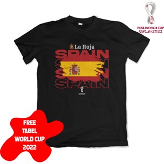 เสื้อยืดคอกลมเสื้อยืด พิมพ์ลาย World Cup 2022 Spain La Roja Spanish World Cup 1349S-4XL