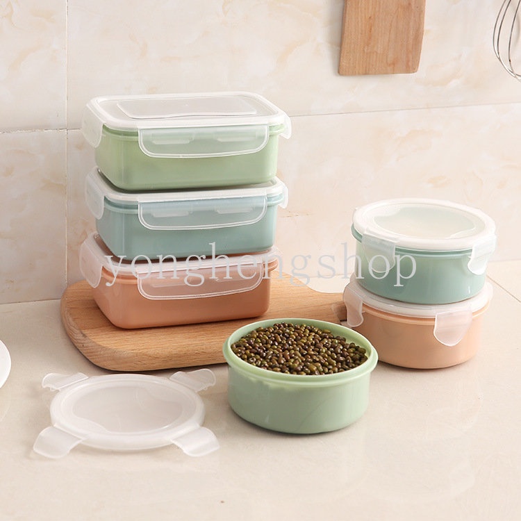 ผลไม ้ ภาชนะเก ็ บอาหารตู ้ เย ็ นมินิกล ่ องเก ็ บสดพร ้ อมฝาปิดเด ็ กอาหารกลางวัน Bento กล ่ องห ้ องครัวแบบพกพาปิดผนึกกล ่ อง