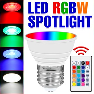 ไฟสปอร์ตไลท์ RGB E27 ฐานสกรู LED 220V โคมไฟมหัศจรรย์ที่มีสีสันพร้อมรีโมทคอนโทรลบรรยากาศโคมไฟ Lampara สําหรับตกแต่งบ้าน