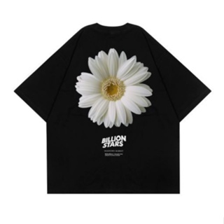 เสื้อยืด - KAOS OVERSIZE - CALENDULA FLOWER - BILLIONSTARS - BLACK - UNISEX