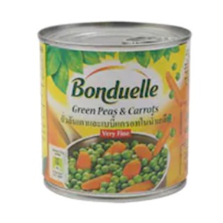 Bonduelle Green Peas&amp; Carrots Very Fine  400g.ถั่วลันเตาและเบบี้แครอทในน้ำเกลือ อาหาร วัตถุดิบ  ผักกระป๋อง