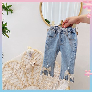 Girls 2021 spring jeans childrens baby girl spring Western style Korean style loose wide-leg pants childrens long pants