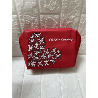 กระเป๋าใส่เครื่องสำอาง แบรนด์ Olay สีแดง จุเยอะ