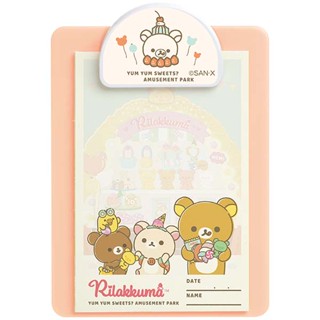 เซ็ตกระดาษโน้ตพร้อมที่หนีบ Rilakkuma Yum Yum Sweets? Amusement Park Memo &amp; Binder แบบสีชมพูอ่อน