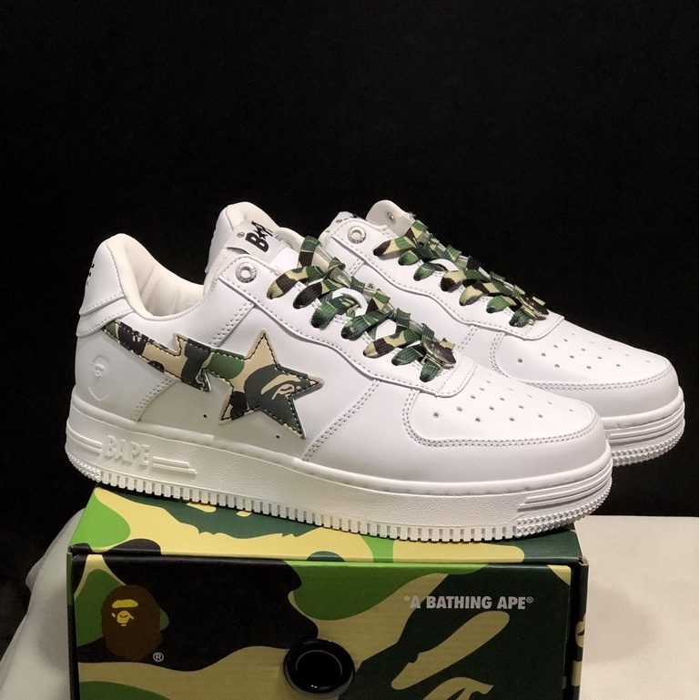 รองเท้าผ้าใบลําลอง BAPE ABC CAMO STA สีขาว สีเขียว