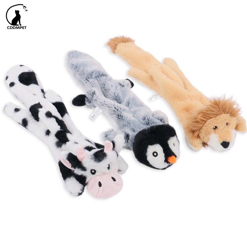 【CDDMPET】ของเล่นตุ๊กตา รูปการ์ตูนสัตว์ เพนกวิน สิงโต กระรอก นกหวีด แบบโต้ตอบ สําหรับสัตว์เลี้ยงสุนัข