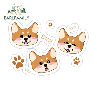 Earlfamily สติกเกอร์ไวนิล กันน้ํา กันรอยขีดข่วน ลายการ์ตูนชิบะอินุ ขนาด 13 ซม. X 9.1 ซม. สําหรับติดตกแต่งรถยนต์