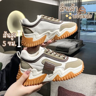 minoshop 👟รองเท้าผ้าใบ👟 ผ้าใบแฟชั่น สไตล์เกาหลี ระบายอากาศได้ ส้นสูง5.5cm