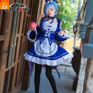 ♀✶✧Rem Ram ปีศาจน้อย Life in a Different World from Zero Re:Zero kara Hajimeru Isekai Seikatsu Maid เครื่องแต่งกายคอสเพล