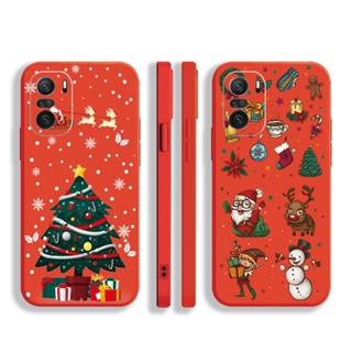เคสโทรศัพท์มือถือ ซิลิโคนนิ่ม ทรงสี่เหลี่ยม ขอบตรง ทนทาน ลาย Merry Christmas สําหรับ Redmi Note 11 9C 11S Redmi 10C 10A 10 Prime 5G POCO M4 Pro X3 GT F3 C31 M2 2023