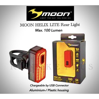 ไฟท้ายจักรยาน  MOON  HELIX LITE 100 LUMENS รุ่นใหม่ ประกันบริษัท 1 ปี (สแกนQR เพิ่มอีก 3 เดือนครับ)