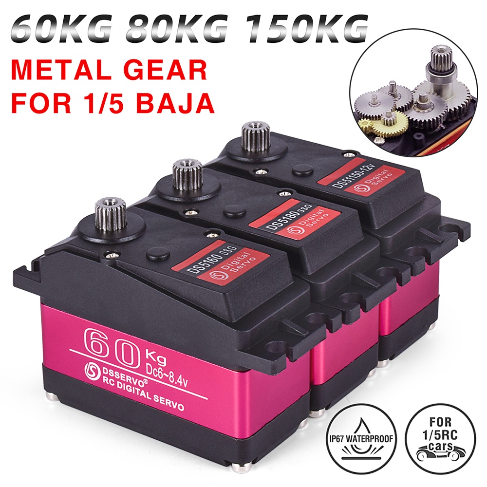 เซอร์โวดิจิทัล กันน้ํา 1/5 1/6 แรงบิดสูง 60 กก. 80 กก. 150 กก. เซอร์โว 8.4V สําหรับรถบังคับ Redcat HPI Baja 5B SS