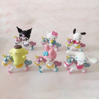 Sanrio ตุ๊กตาม้า Yugui Dog Melody Kuromi Kawaii DIY สําหรับตกแต่งโต๊ะ 6 ชิ้น ต่อ 1 ชุด