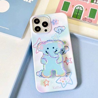 เคสโทรศัพท์มือถือ แบบแข็ง ลายช้างสีฟ้า สําหรับ Apple Iphone 14Promax 13 12 xr 8P