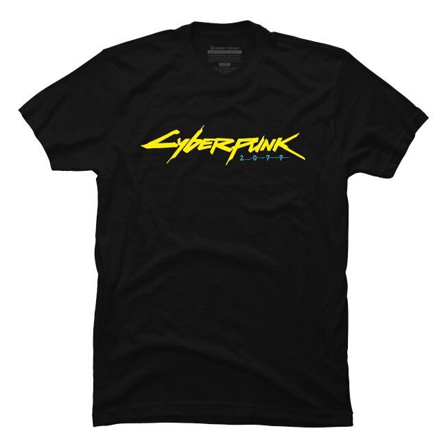 Cyberpunk 2077 เสื้อยืดลําลองสําหรับผู้ชายแขนสั้นคอกลมพิมพ์ลาย Logo