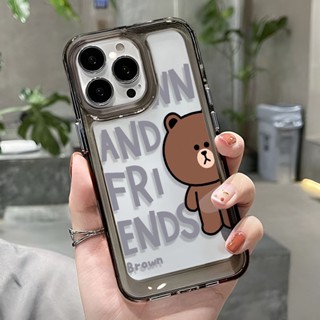 เคสโทรศัพท์มือถือ แบบใส ลายอวกาศ หมีบราวน์ สีดํา สําหรับ iphone 14ProMax 13 11 12 7Plus X XR XS Max 8 7