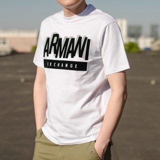 Armani เสื้อยืดลําลอง สําหรับผู้ชาย ผ้าฝ้าย แขนสั้น คอกลม พิมพ์ลายตัวอักษร