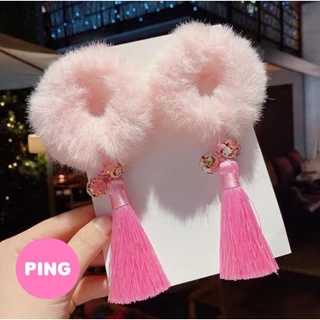 พร้อมส่ง ยางรัดผมตรุษจีน 1 คู่ ยางรัดผมอาหมวย ต้อนรับวันตรุษจีน น่ารักมาก