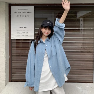 Rommers เสื้อแจ็กเก็ต แขนยาว ผ้าลูกฟูก ทรงหลวม ขนาดใหญ่ สไตล์เกาหลี แฟชั่นฤดูใบไม้ร่วง สําหรับผู้หญิง