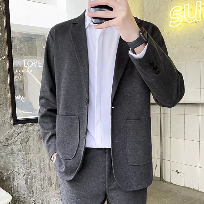 Suit Jackets & Blazers 499 บาท เสื้อแจ็กเก็ตสูท ผ้าวูล กระดุมสองแถว ทรงหลวม ระดับไฮเอนด์ สไตล์เกาหลี Men Clothes