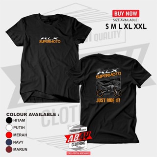 เสื้อยืดแขนสั้น ผ้าฝ้าย พิมพ์ลาย DTF KLX SUPERMOTO JUST RIDE IT ยุค 30สามารถปรับแต่งได้