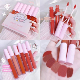 เซตลิป ลิปสติก​ ลิปกลอสแมท Magic​ Casa​ Rabbit Lipstick​ 6 แท่ง เนื้อแมท โทนแดง โทนชมพู โทนตุ่น สีสวย ติดทนนาน