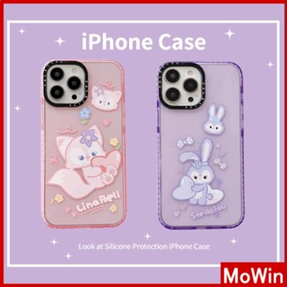 Mowin - เข้ากันได้สำหรับ เคสไอโฟน เคสไอโฟน11 สำหรับ iPhone 14 Pro Max เคส iPhone หนา TPU เคสนิ่ม เคสใสกันกระแทกการ์ตูนน่ารักสีชมพูสีม่วงสำหรับ iPhone 13 Pro Max 12 Pro Max 11 Pro Max 7Plus XR XS MAX