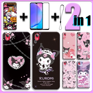 เคส 2 IN 1 สําหรับ VIVO Y91C VIVO Y1S พร้อมกระจกนิรภัยกันรอยหน้าจอเซรามิก Kuromi