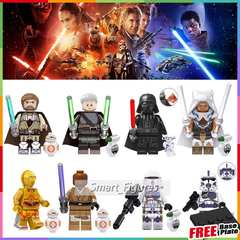 Star Wars Minifigures Obi-Wan Rahm Kota Darth Vader Ahsoka C-3PO Mace Windu ของเล่นของขวัญมินิตัวเลข TV6101