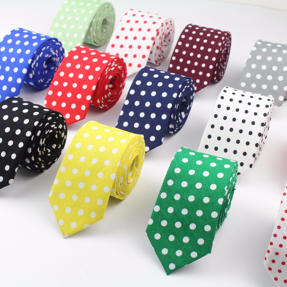 Zonfaz ผู ้ ชายสีทึบผ ้ าฝ ้ ายเนคไท Polka Dotted Skinny งานแต ่ งงาน Ties