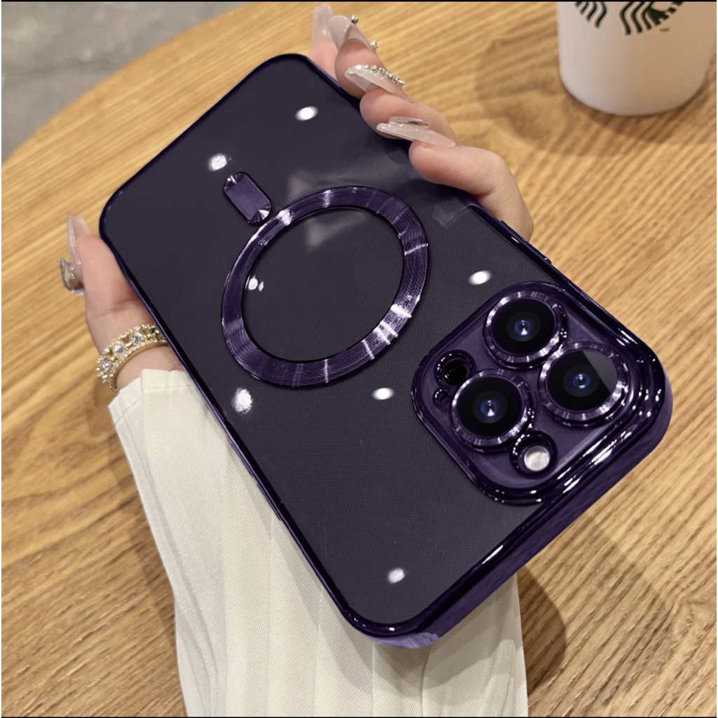【With Lens Film/Silicone soft case/Purple】เคส compatible for iPhone 15 14 13 12 16 pro max case