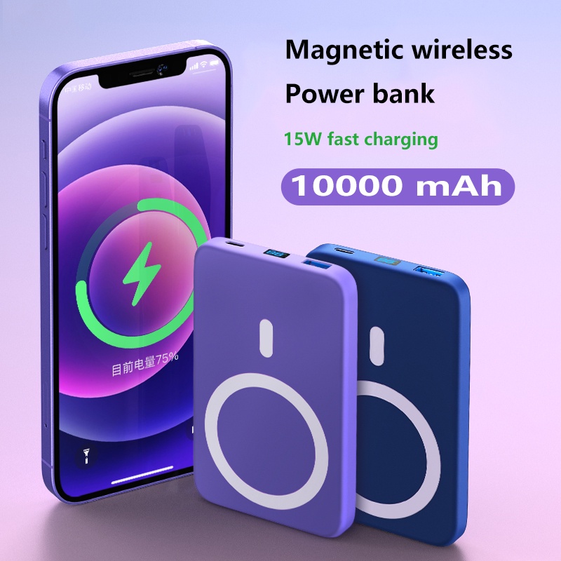 พาวเวอร์แบงค์แม่เหล็ก 10000mAh 20W ชาร์จเร็ว สําหรับ Macsafe Powerbank iPhone 14 13 12 Series 13 Pro Max Mini #8